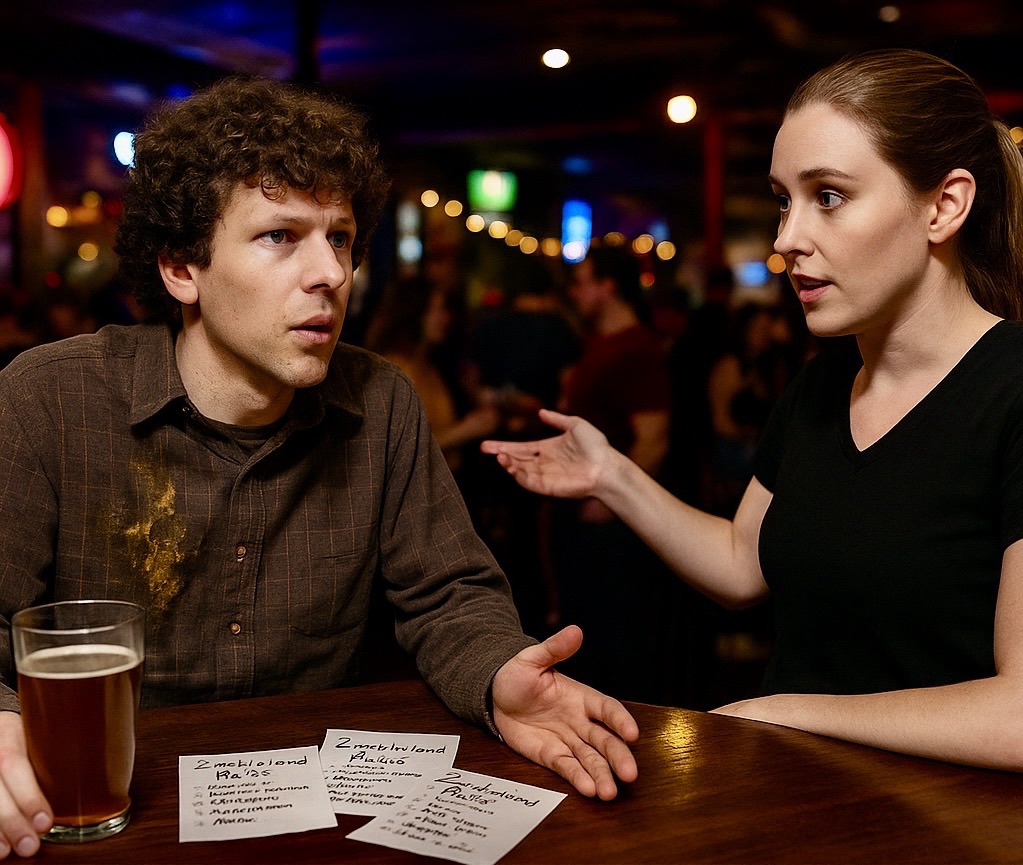 Bartender Begs Jesse Eisenberg to Stop Explaining Zombieland&nbsp;Rules