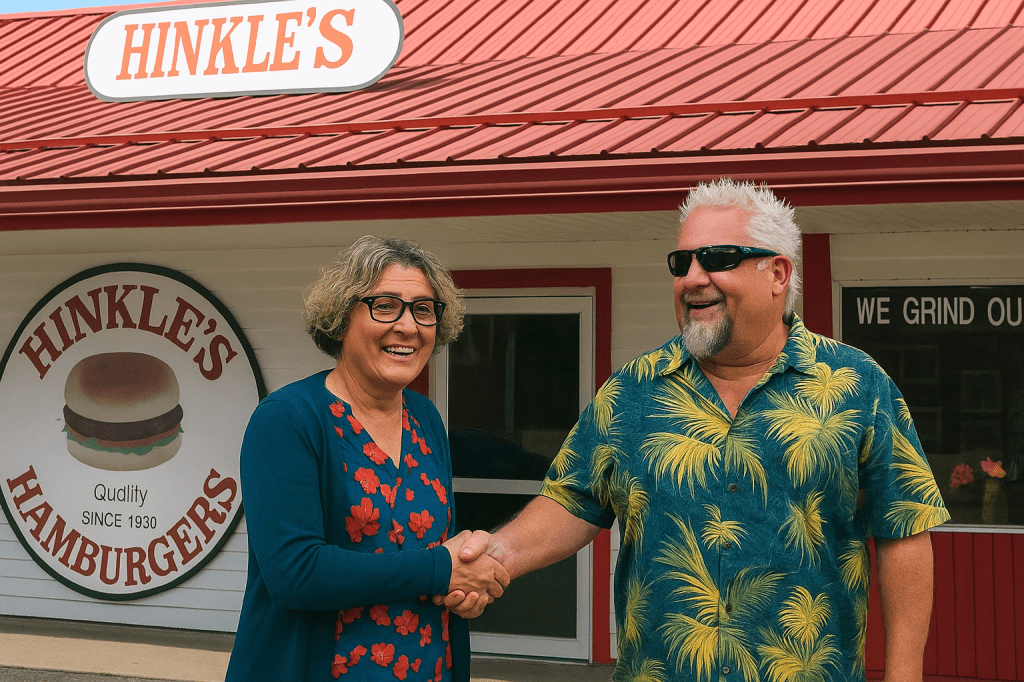 Mayors of Flavortown, Bloomington Establish Diplomatic Ties at Hinkle’s&nbsp;Hamburgers